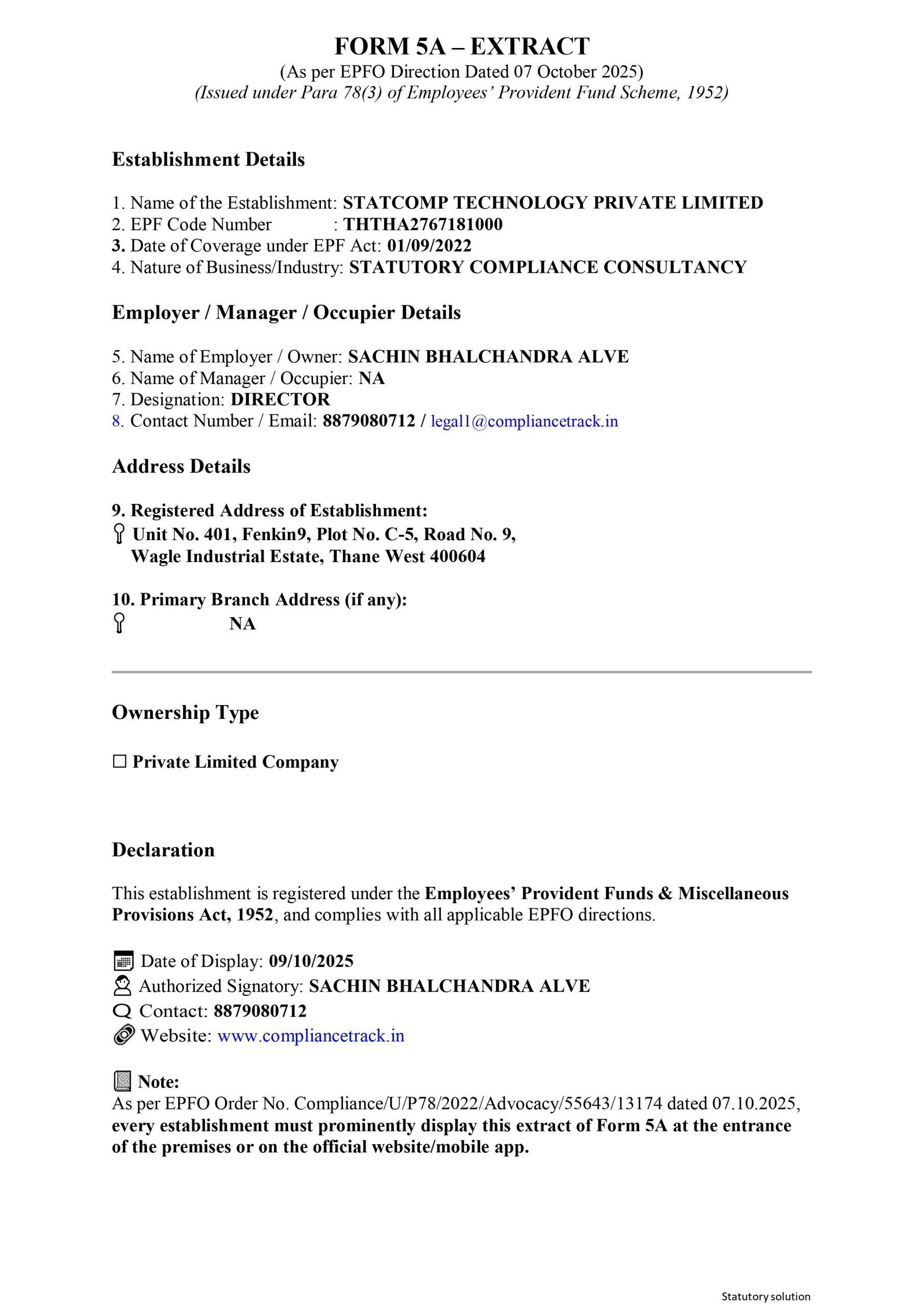 Form 5A Extract